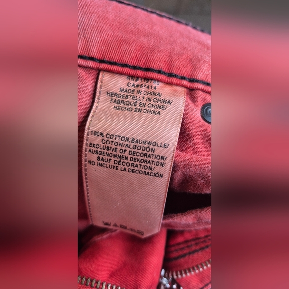 True Religion Men's Slim Jeans in Faded Coral - Picture 5 of 14